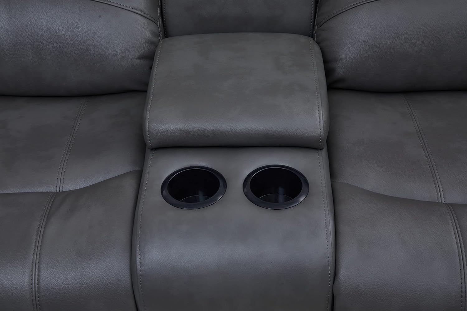Bonded Leather Sectional Sofa Grey Power Reclining