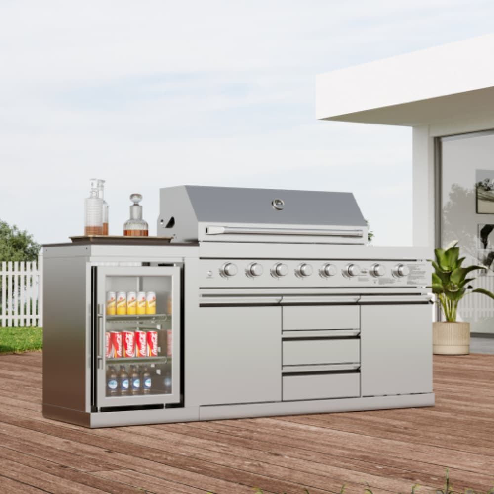 Large 8-Burner Outdoor BBQ Grill, 304 Food-Grade Stainless Steel,