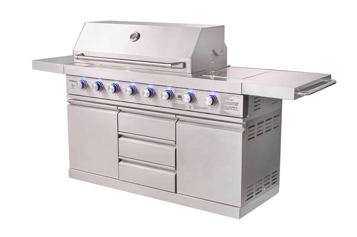 Large 8-Burner Outdoor BBQ Grill, 304 Food-Grade Stainless Steel,