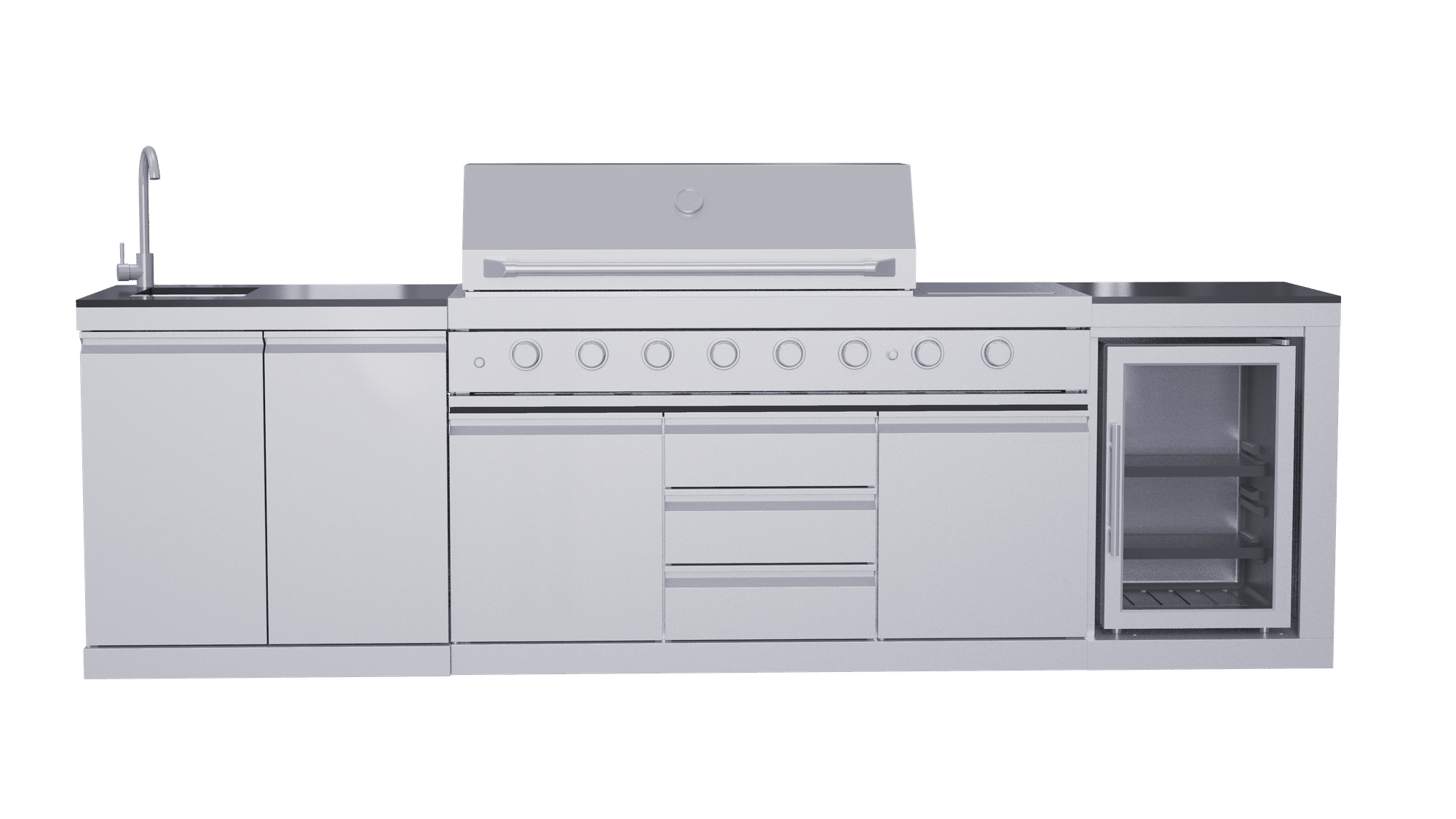Large 8-Burner Outdoor BBQ Grill, 304 Food-Grade Stainless Steel,